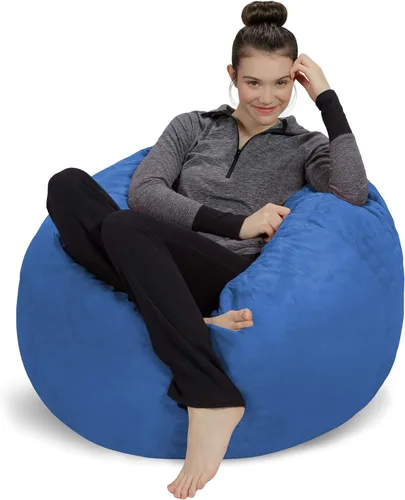 Miniatura 8 de Sofa Sack Funda para silla puff solamente, sin relleno, cómoda funda de repuesto para silla redonda, 5 pies, color carbón Carbón - Solo funda