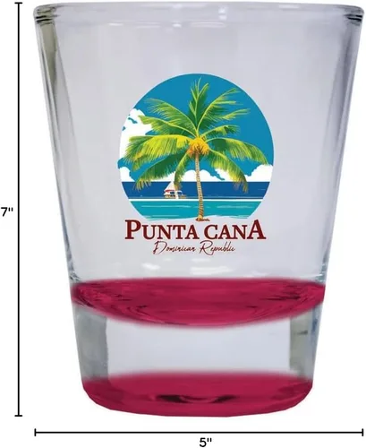 Miniatura 2 de Punta Cana República Dominicana Souvenir - Vaso de chupito (1.5 onzas), color rojo