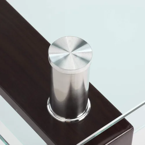 Miniatura 7 de IANIYA El rectángulo negro de la nuez moderó la tabla de centro de cristal moderada de las piernas del tubo del metal Negro Nuez (Black Walnut)