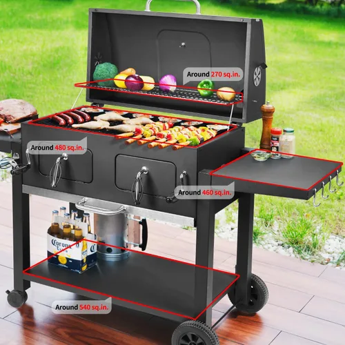 Miniatura 2 de Kendane Parrilla de carbón para barbacoa al aire libre, área de cocina extra grande de 794 pulgadas cuadradas con dos bandejas de carbón