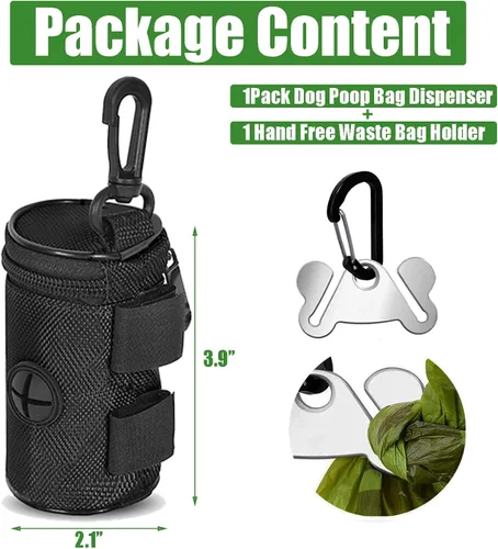 Miniatura 7 de Soporte para bolsa de excremento de perro para fijación de correa, dispensador de bolsas de basura para correa, se adapta a cualquier correa