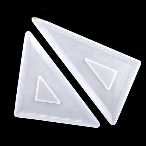 Miniatura 5 de Molde de resina de cristal, molde de silicona epoxi, 4 piezas, transportador, triángulo, regla de ángulo recto, molde de bricolaje