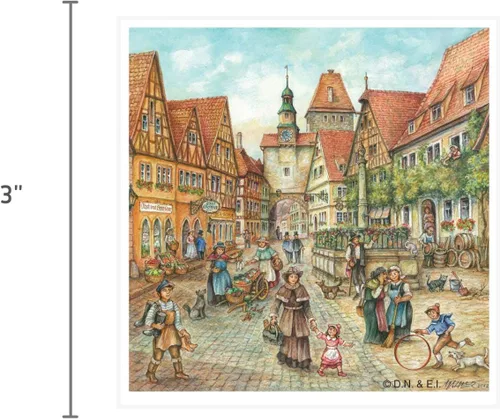 Miniatura 2 de Imán de regalo alemán de azulejos pueblo escena callejera