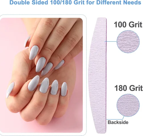 Miniatura 2 de Limas de uñas (25 piezas), lima de uñas de grano 100/180, tablero de esmeril a granel para uñas acrílicas y uñas naturales, limas para uñas