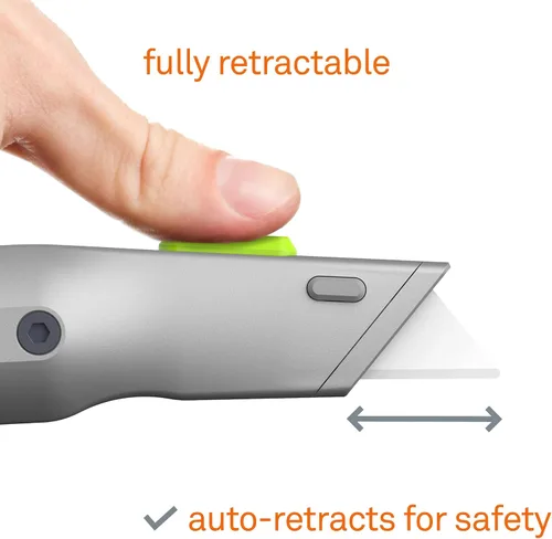 Miniatura 4 de Cuchillo utilitario con mango de metal, hoja de cerámica amigable con los dedos, se retrae automáticamente para mayor seguridad, mango de metal
