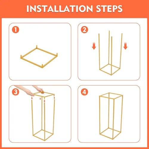 Miniatura 9 de 10 soportes geométricos dorados de 23 pulgadas para decoración de boda, soportes de columna de jarrón de metal para eventos, fiestas, decoración