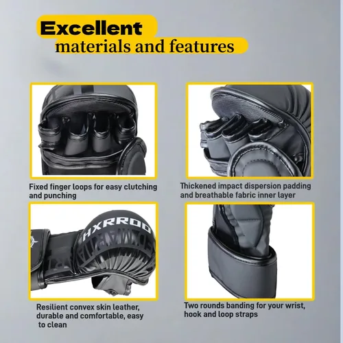 Miniatura 3 de Guantes MMA Sparring Grappling, guantes de kickboxing, guantes híbridos de palma abierta para artes marciales, peso ligero para artes marciales