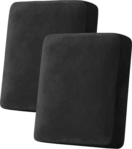 Miniatura 205 de H.VERSAILTEX - Funda de terciopelo elástica y afelpada para protección de cojines de sofá biplaza, silla o sofá, 2 piezas, tamaño grande, color gris