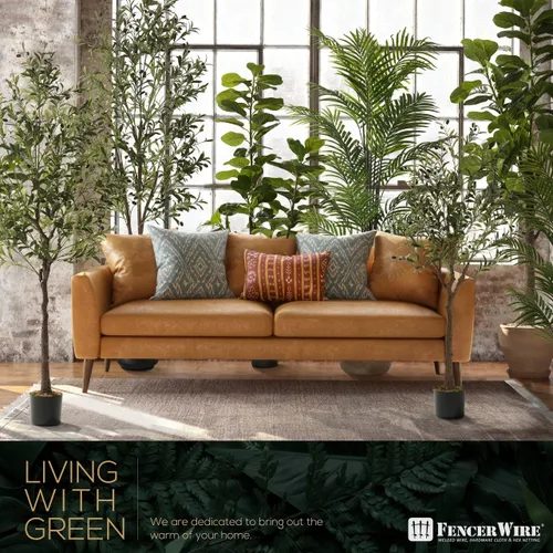 Miniatura 9 de Fencer Wire Árbol topiario artificial en maceta, rama de olivo sintético y fruta, decoración moderna de planta sintética en maceta para interiores
