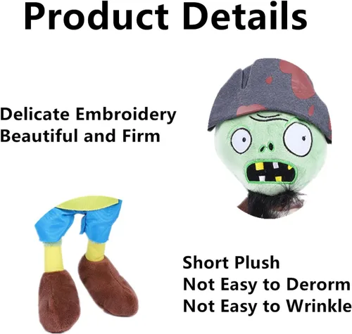 Miniatura 2 de JHESAO Juego de 3 piezas de zombis de peluche de plantas y zombis, capitán zombi, 1 2 muñecos zombies de caballero suave, muñeca de peluche PVZ