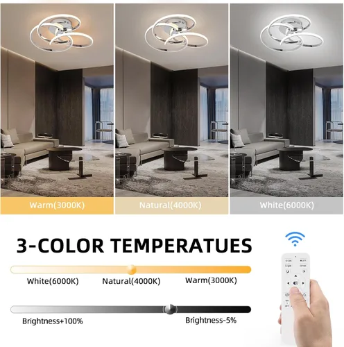 Miniatura 3 de CANEOE Lámpara de Techo LED Moderna, 42W Regulable Lámpara de Techo Empotrada con Control Remoto, Lámpara de Techo LED de Montaje Empotrado