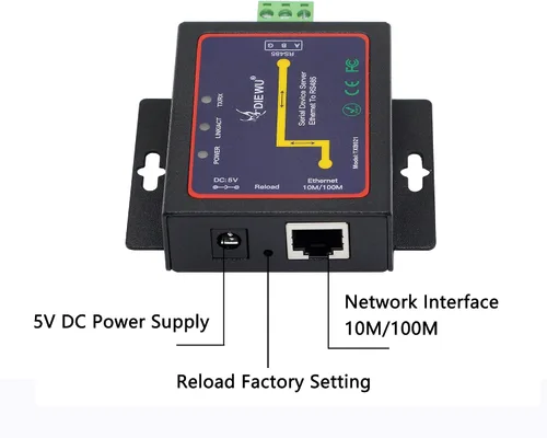 Miniatura 4 de CERRXIAN RS485 a Ethernet RJ45 TCP/IP Serial Device Servidor Convertidor Transmisión Transparente Dispositivo de Comunicación de Datos Seriales