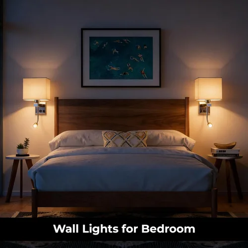 Miniatura 2 de Apliques de pared con cableado moderno para dormitorio con puerto USB y lámpara de lectura, lámparas de pared de noche para hotel, sala de estar