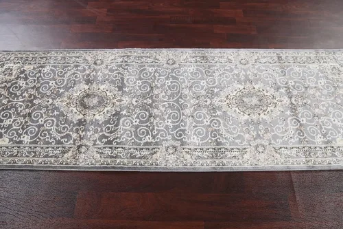 Miniatura 9 de Alfombra oriental de transición gris de polipropileno, 3 x 8 pulgadas