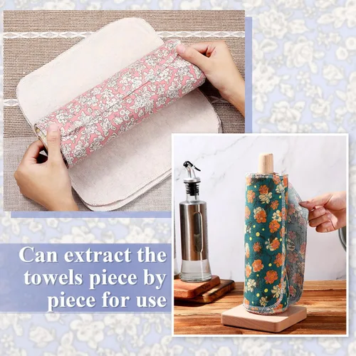 Miniatura 4 de Redbaker 50 piezas de toallas de papel reutilizables paños de cocina sin papel paños de algodón lavables toallas de papel absorbentes para inodoro