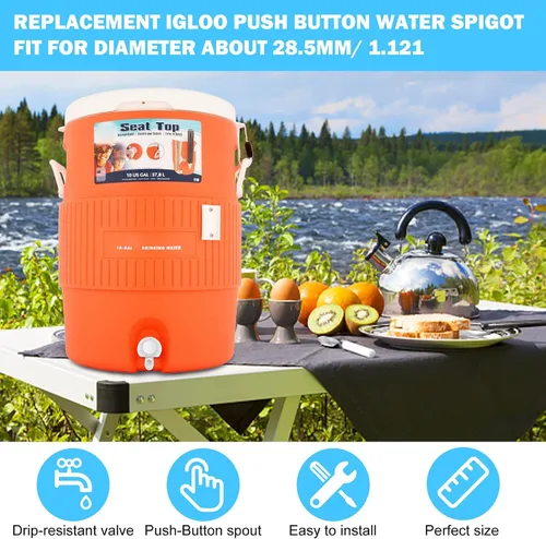 Miniatura 3 de 5 piezas de repuesto de espiga de agua con botón pulsador, grifo de agua reutilizable compatible con enfriador de agua Igloo de 2, 3, 5 y 10