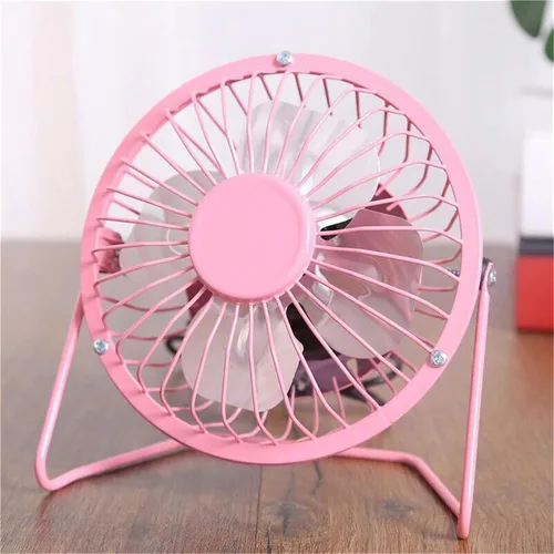 Miniatura 6 de Sokelinn-six Ventilador de escritorio USB pequeño de 4 pulgadas, mini ventilador de refrigeración personal silencioso de metal para el hogar, Rosa