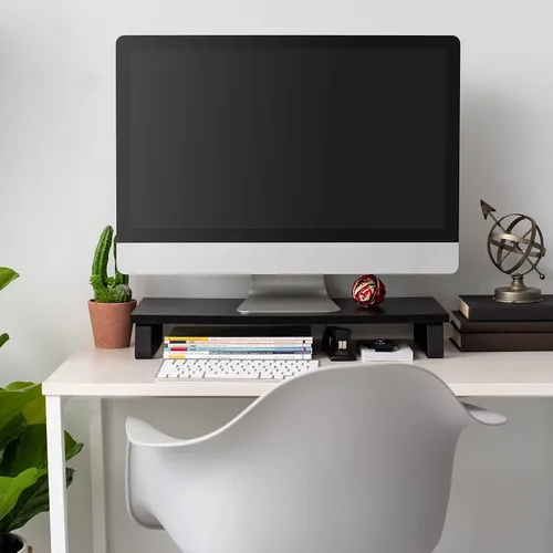 Miniatura 4 de IRIS USA Soporte organizador de monitor de PC moderno multiusos de 1 nivel con patas de metal, elevador ergonómico de escritorio y encimera