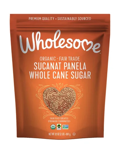 Wholesome Sweeteners Azúcar de Caña Entera Sucanat Panela Orgánico de 32 Onzas, Comercio Justo, Proyecto Verificado Sin OMG, Sin Gluten y Vegano