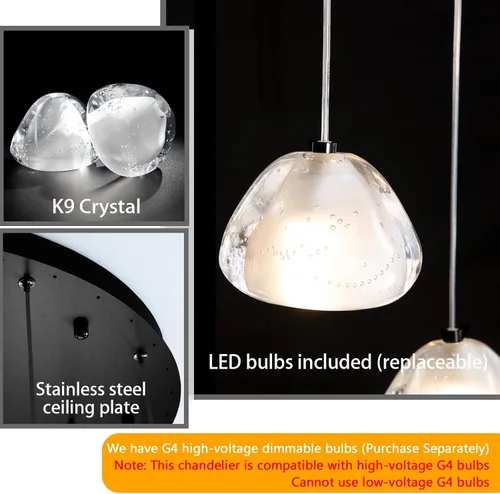 Miniatura 5 de Lámpara colgante moderna de cristal para isla de cocina, comedor, dormitorio, pasillo, color negro