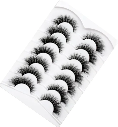 Miniatura 566 de Pooplunch - Pestañas postizas finas de visón sintético, estilo ojo de gato, naturales, cruzadas, tipo racimo, efecto 8D de volumen, tiras