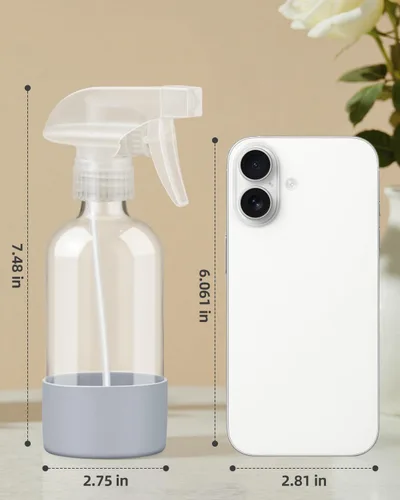 Miniatura 2 de Worldgsb Paquete de 4 botellas de vidrio con atomizador de 8 onzas, envases recargables vacíos con protección de funda de silicona, botellas de Azul