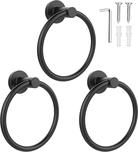 Miniatura 24 de SetSail Toallero de acero inoxidable con rosca para pared de baño, toallero de mano de acero inoxidable para baño, agujero de taladro de cocina