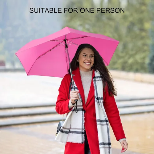 Miniatura 26 de LEAGERA Paraguas de viaje compacto para bolso, mango plano, impermeable para lluvia ligera