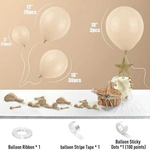 Miniatura 2 de Globos de arena blanca, 113 piezas de diferentes tamaños, kit de guirnalda de globos de color crema beige de 18/12/10/5 pulgadas, globos de látex