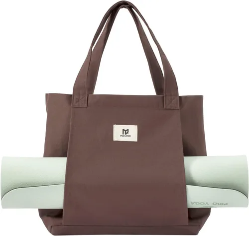 Miniatura 10 de Bolsa de hombro con bolsillo para transportar esterilla de yoga Moyaqi de lona, bolsa de transporte para oficina, entrenamiento, pilates, viaje