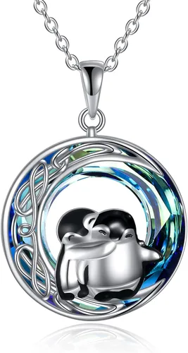 Pingüinosperezosospandasbúhospanda rojojirafagatosllamasdinosaurioosocerdo monoconejito de Pascua, regalos de pingüinos, plata de ley 925, joyería