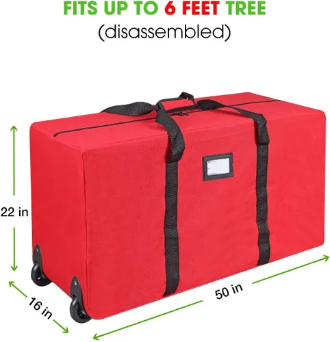 Miniatura 5 de Bolsa de almacenamiento para árbol rodante de Navidad, se adapta a árboles navideños desmontados de hasta 7.5 pies de alto, 22 pulgadas de alto x 16