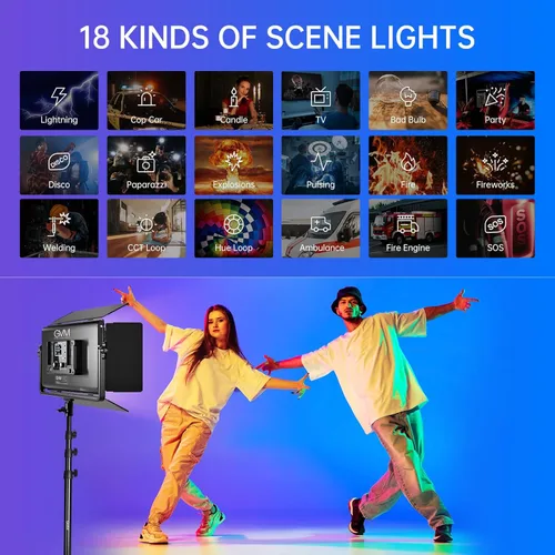 Miniatura 3 de GVM - Luz de video LED RGB de 1500D, kit de iluminación de video de 75 W con control Bluetooth, 3 paquetes de luz LED para fotografía, estudio