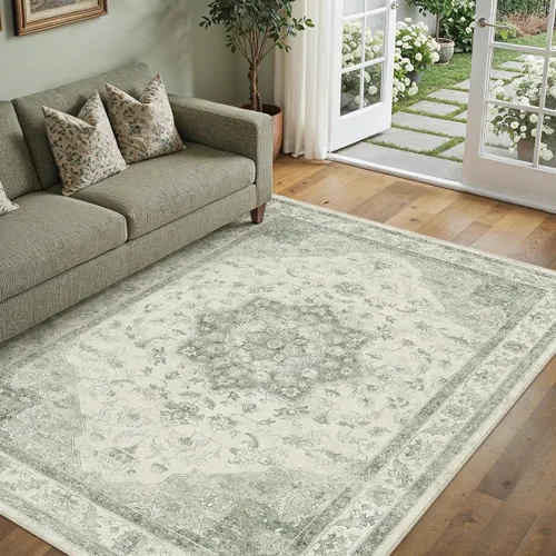 Miniatura 64 de PureCozy - Alfombra de área beige de 8 x 10, lavable, vintage, alfombra para sala de estar, dormitorio, gran alfombra suave retro de pelo bajo