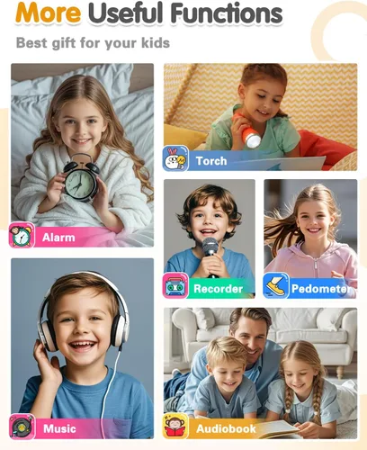 Miniatura 4 de Reloj Inteligente Impermeable para Niños Juguetes para Niños de 5-12 Años con 32 Juegos, Cámara Dual, Seguimiento de Hábitos, Reproductor de Música