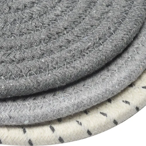 Miniatura 8 de Juego de agarraderas para ollas, juego de salvamanteles 100% algodón tejido de hilo, juego de 3 elegantes posavasos, almohadillas para el calor, Gris