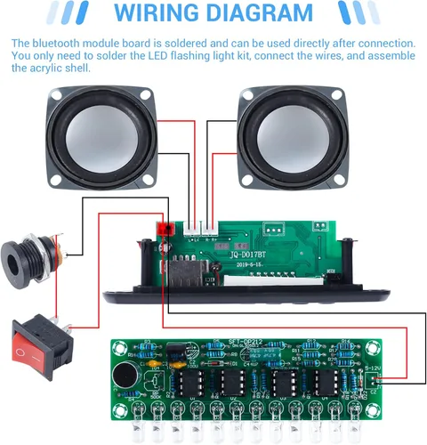 Miniatura 3 de MiOYOOW Kit de altavoz Bluetooth DIY con radio F, kit de práctica de soldadura electrónica, mini amplificador de sonido para el hogar, kit