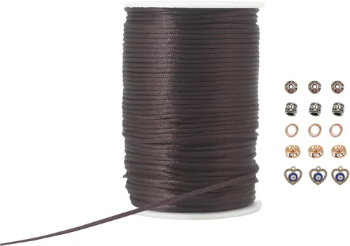Miniatura 11 de Cordón de satén melocotón de 0.098 in, cuerda de nailon de 300 pies, cordón de seda de raso satinado para hacer joyas, pulseras trenzadas, collares