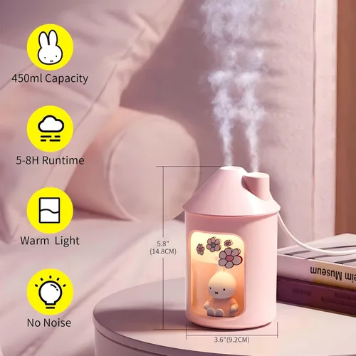 Miniatura 4 de Mipow x miffy BTA700M Humidificador de niebla fría para dormitorio, humidificador ultrasónico silencioso con luz nocturna, humidificadores de doble