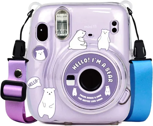 Miniatura 2 de Kit de funda transparente Mini 11 para Fujifilm Instax Mini 11, funda para cámara instantánea con bolsillo para película, calcomanías adhesivas