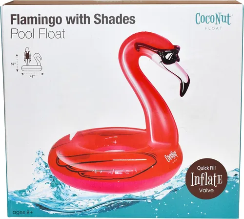 Miniatura 6 de Flotador de piscina de flamenco con sombras de coco al aire libre – Anillo inflable para piscina – Tubo de descanso duradero de larga duración