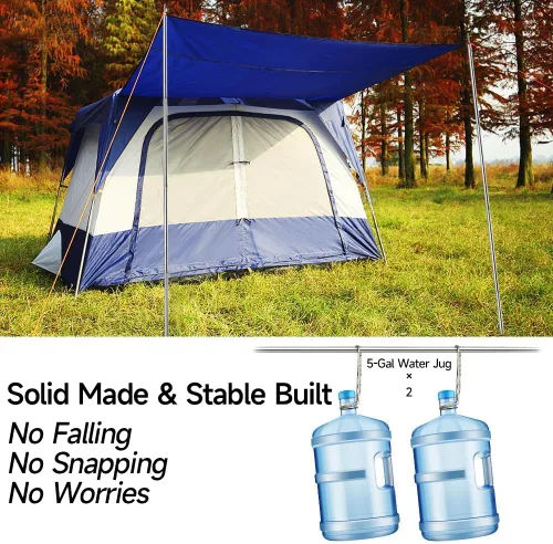 Miniatura 6 de SANLIKE Juego de 2 postes de lona de acero inoxidable, 6.6 pies de diámetro, resistente al agua, estilo tubo, camping, senderismo, mochilero
