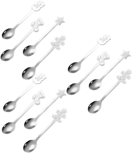 Miniatura 3 de Cucharas de café navideñas de acero inoxidable, cucharas de té de postre para helado, bebida caliente, 12