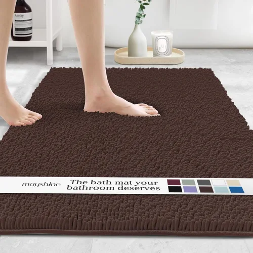 MAYSHINE Tapete de Baño de Chenilla Afelpado Suave | Extra Suave, Súper Absorbente, Alfombra de Baño Antideslizante | Microfibra Esponjosa, Juegos