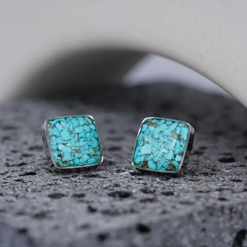 Miniatura 4 de Lauren-Spencer Aretes cuadrados de piedra preciosa para mujer, delicados aretes de piedra pulida de malaquita y sodalita, hipoalergénicos, aretes