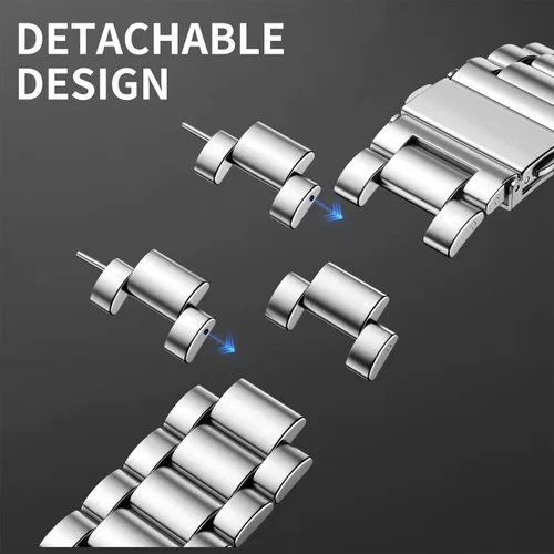 Miniatura 4 de Lenrao Compatible con Galaxy Watch 6/Watch 5, correa clásica de 1.57 a 1.77 pulgadas, correa de metal de acero inoxidable