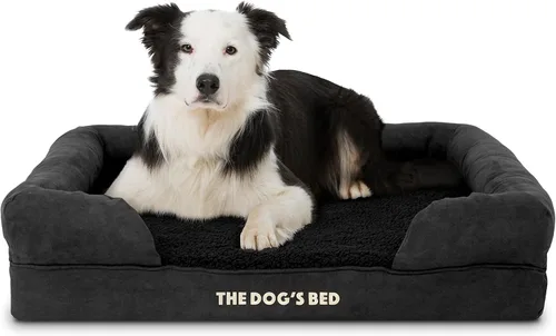 Miniatura 60 de The Dog's Bed - Cama ortopédica de espuma viscoelástica para perros medianos, colchón de soporte de alta densidad, entrada frontal baja, funda negro
