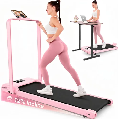Miniatura 21 de FUNMILY Cinta de Correr Plegable con Almohadilla de Caminata Mejorada con Inclinación del 12%/15% y Barra de Manejo, Cintas de Correr Compactas