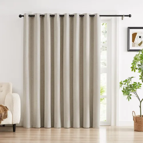 Miniatura 26 de Anpark Cortinas 100% opacas para dormitorio, cortina opaca de lino estilo granja de 84 pulgadas de largo, juego de 2 paneles, cortinas de ventana