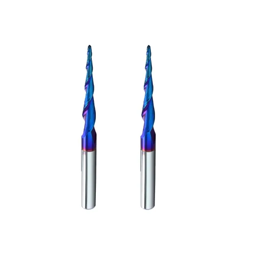 Miniatura 11 de 2 piezas de punta de bola de 1 grado cortador fresadora CNC fresadora espiral herramienta de fresado con revestimiento azul nano 1/8 diámetro